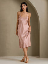 [Tuscany] SilkSilky-CA Spaghetti Strap V Neck Dress 001