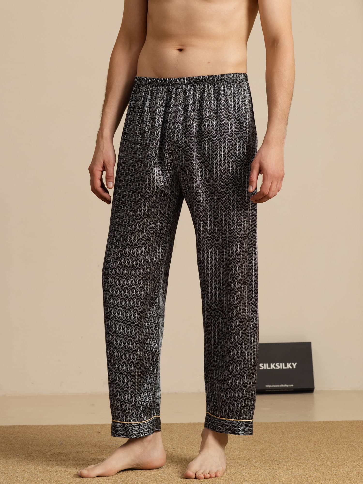 [Black Ginkgo] SilkSilky-CA Mens Sleep Bottoms 001