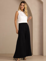[White] SilkSilky-CA Sleeveless Lapel Collar Women's Shirt 008
