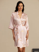 [Pink] SilkSilky-CA 3/4 Sleeve Women's Robe 005