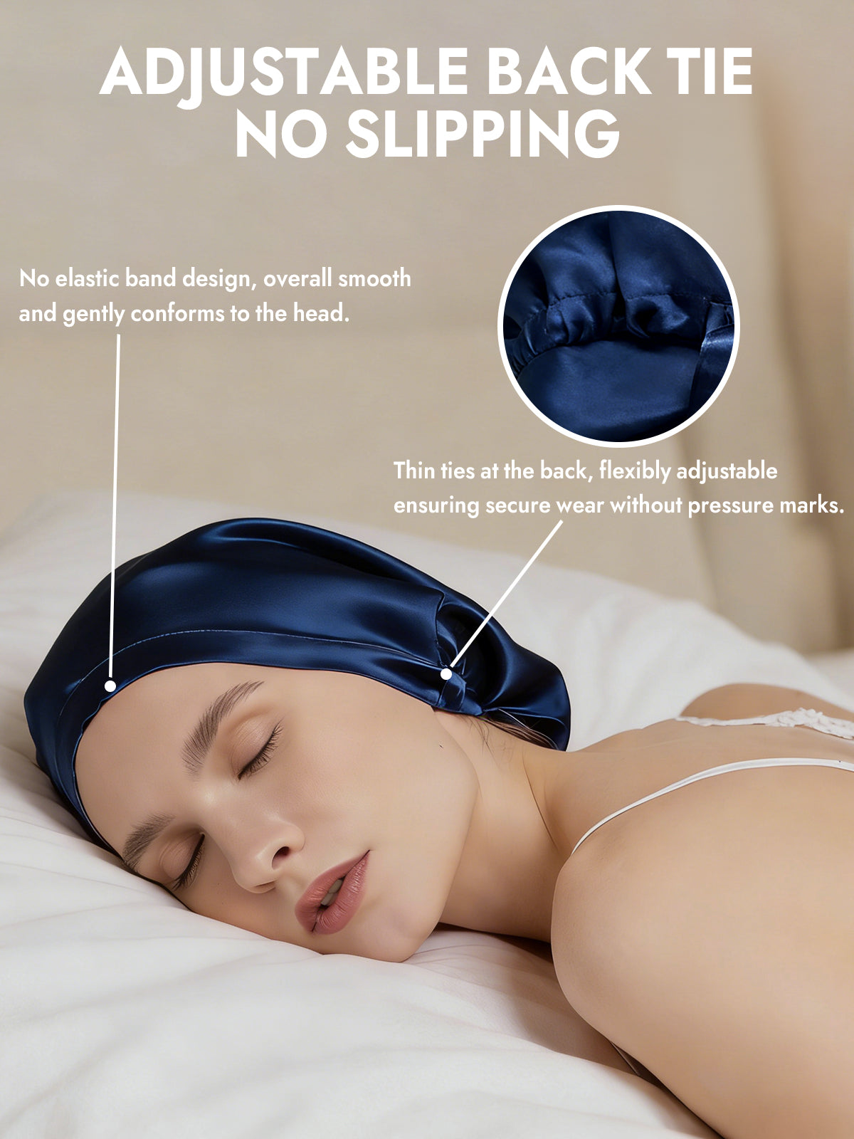 [Dark Blue] SilkSilky-CA Pure Silk Sleep Cap 005