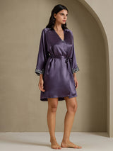 [Purple Gray] SilkSilky-CA 3/4 Sleeve Women's Robe 006
