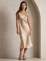 [Champagne Gold] SilkSilky-CA Sleeveless Dress 001