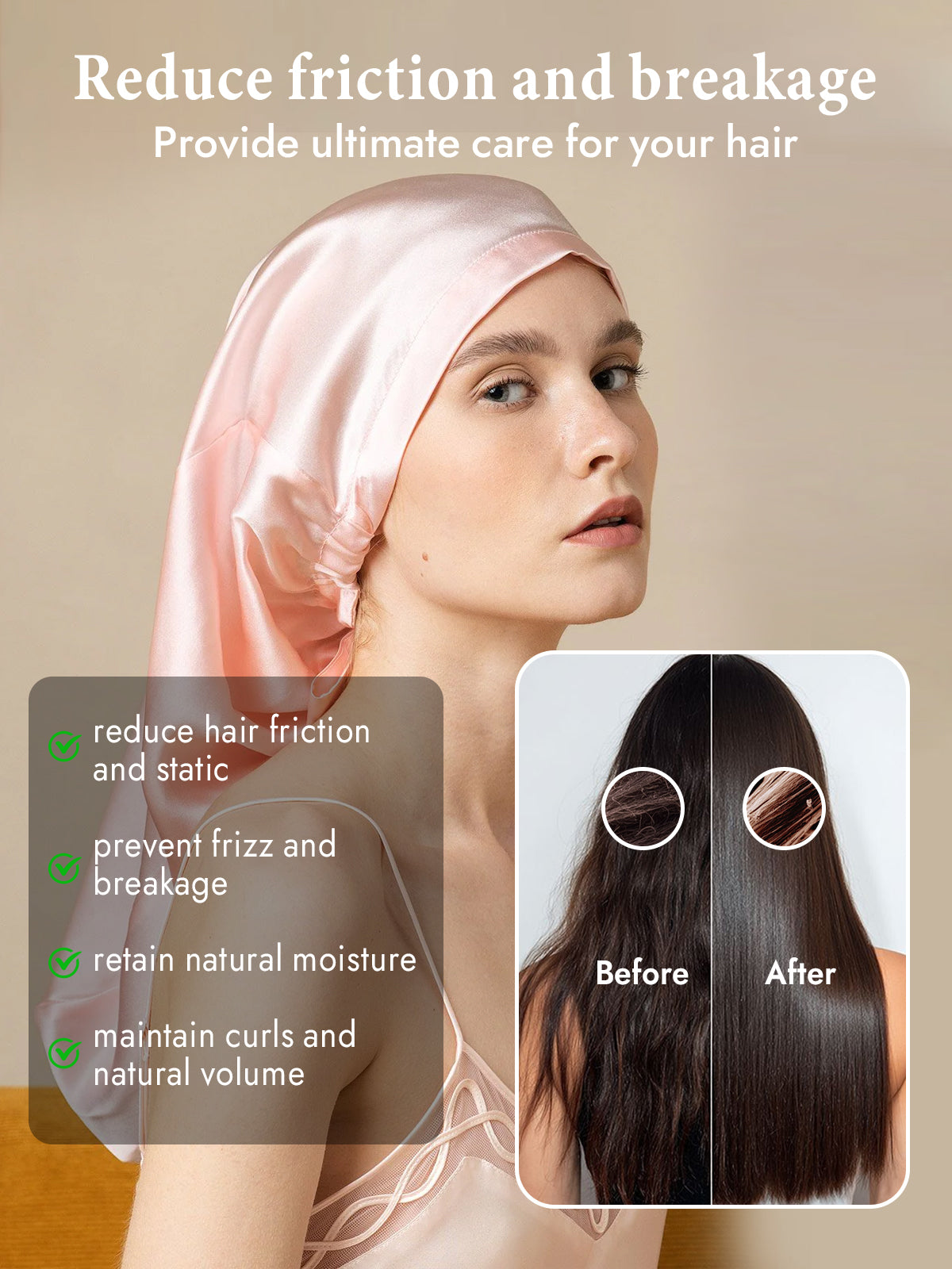 [Light Pink] SilkSilky-CA Pure Silk Sleep Cap 004