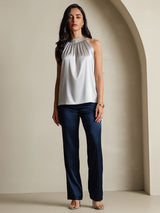 [Light Gray] SilkSilky-CA Sleeveless Halter Women's T-Shirt 006