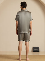 [Grayish Green] SilkSilky-CA Short Sleeve Notch Collar Men's Pajamas 002