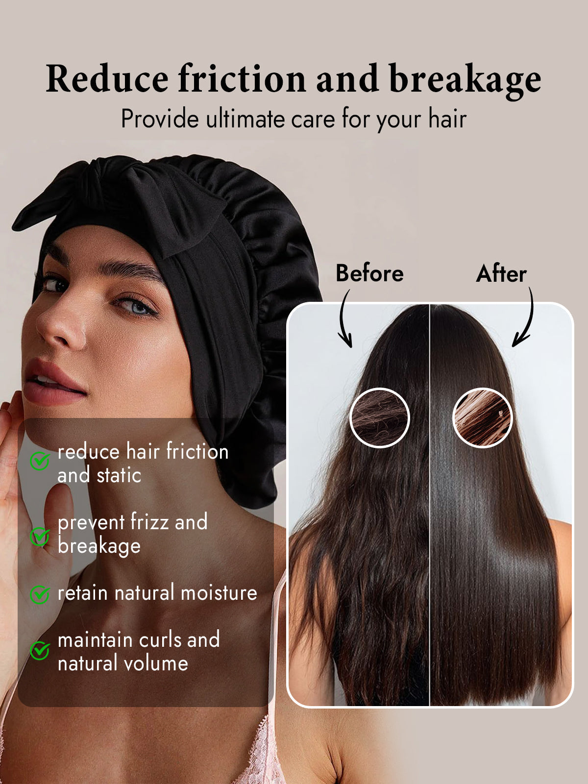 [Black] SilkSilky-CA Pure Silk Sleep Cap 003