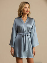 [Grayish Blue] SilkSilky-CA 3/4 Sleeve Women's Robe 003
