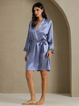[Steel Blue] SilkSilky-CA 3/4 Sleeve Women's Robe 008