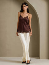 [Brown] SilkSilky-CA Spaghetti Strap V Neck Camisole 009
