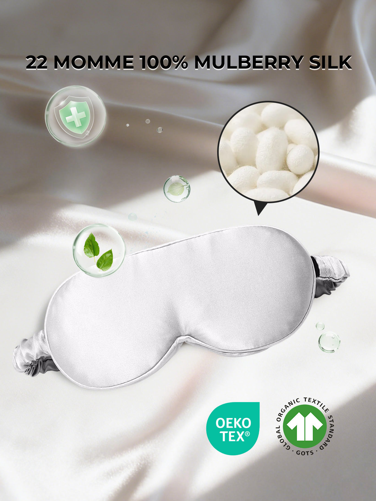 [Light Gray] SilkSilky-CA Pure Silk Eye Mask 002