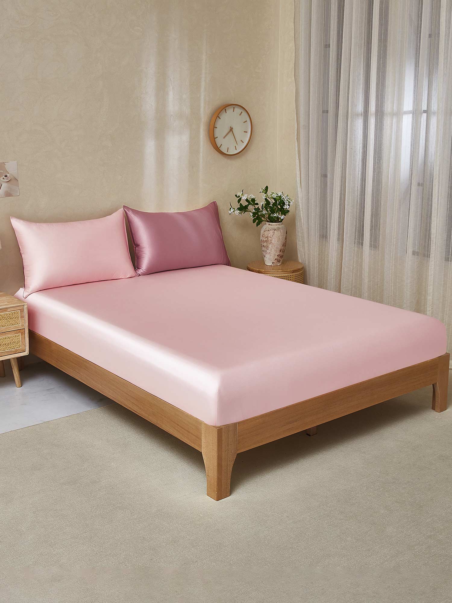 [PaleMauve+LightPink] SilkSilky-CA 19Momme Bedding Set 001