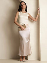 [Beige] SilkSilky-CA Sleeveless Round Neck Women's T-Shirt 006