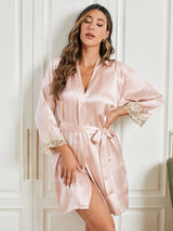[Pink] SilkSilky-CA 3/4 Sleeve Women's Robe 004