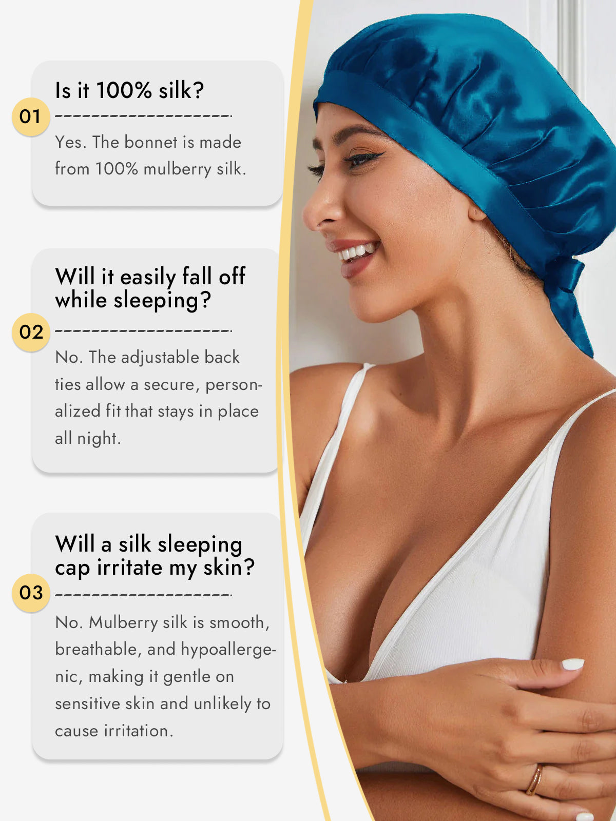 [Teal] SilkSilky-CA Pure Silk Sleep Cap 006