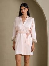 [Pink] SilkSilky-CA 3/4 Sleeve Women's Robe 003