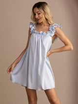 [Grayish Blue] SilkSilky-CA Sleeveless Square Neck Nightgown 005