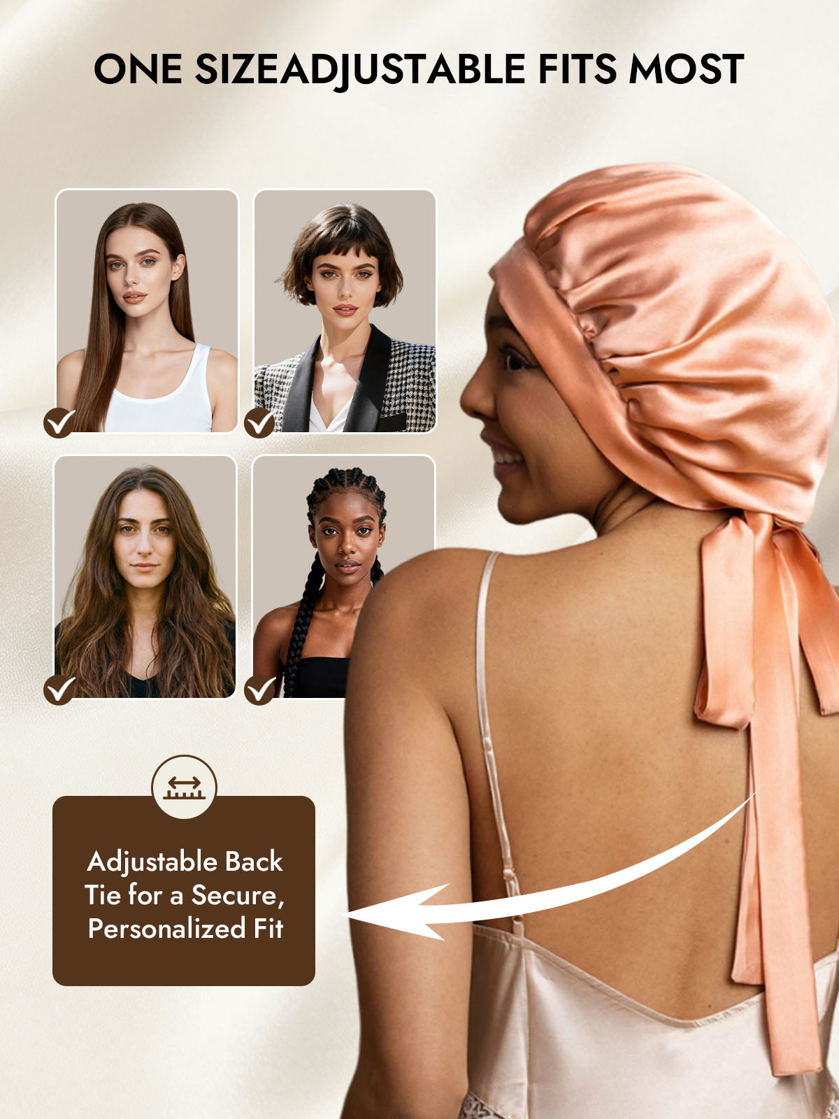 [Coral Pink] SilkSilky-CA Pure Silk Sleep Cap 005