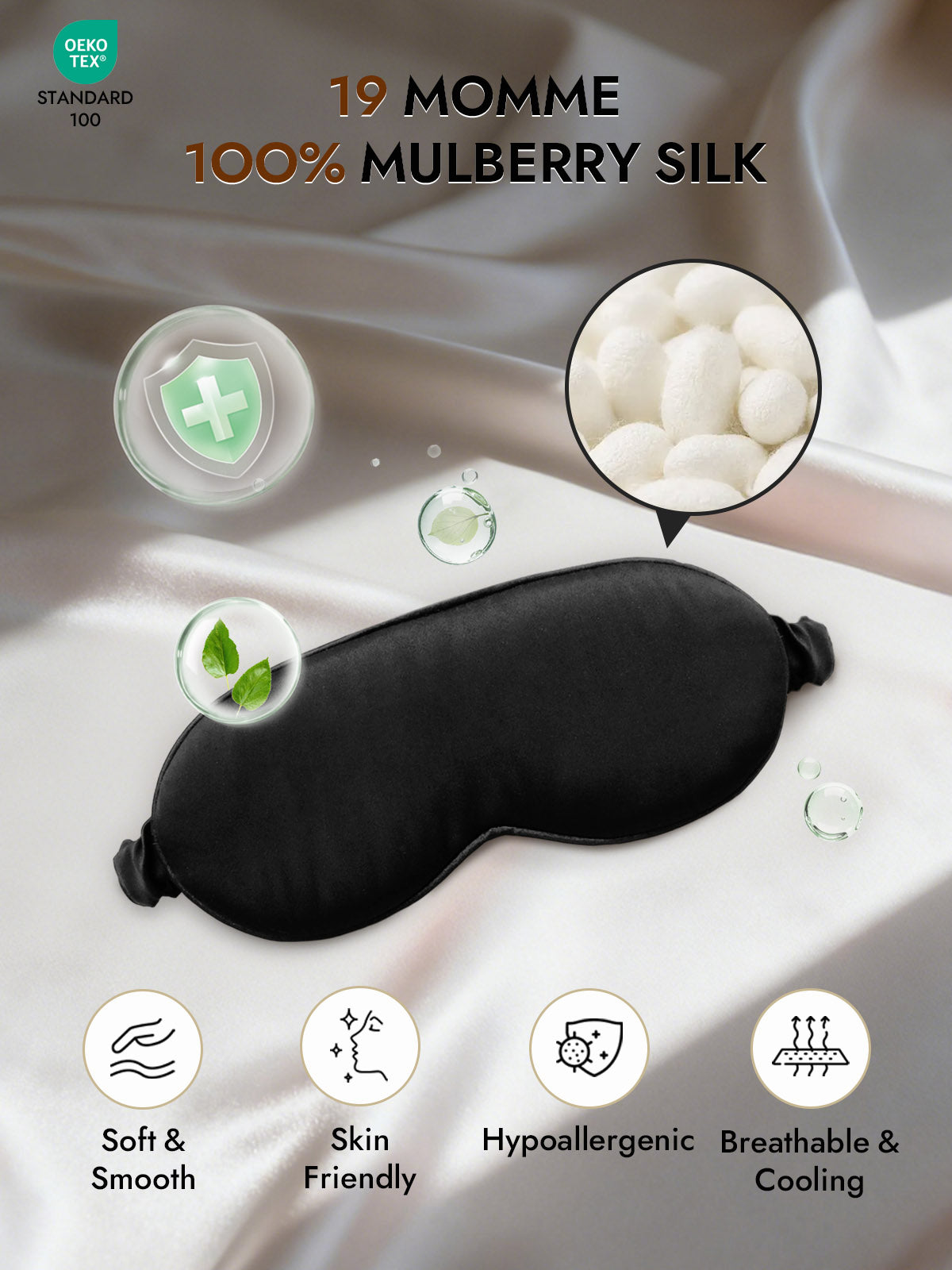 [Black] SilkSilky-CA Pure Silk Eye Mask 002