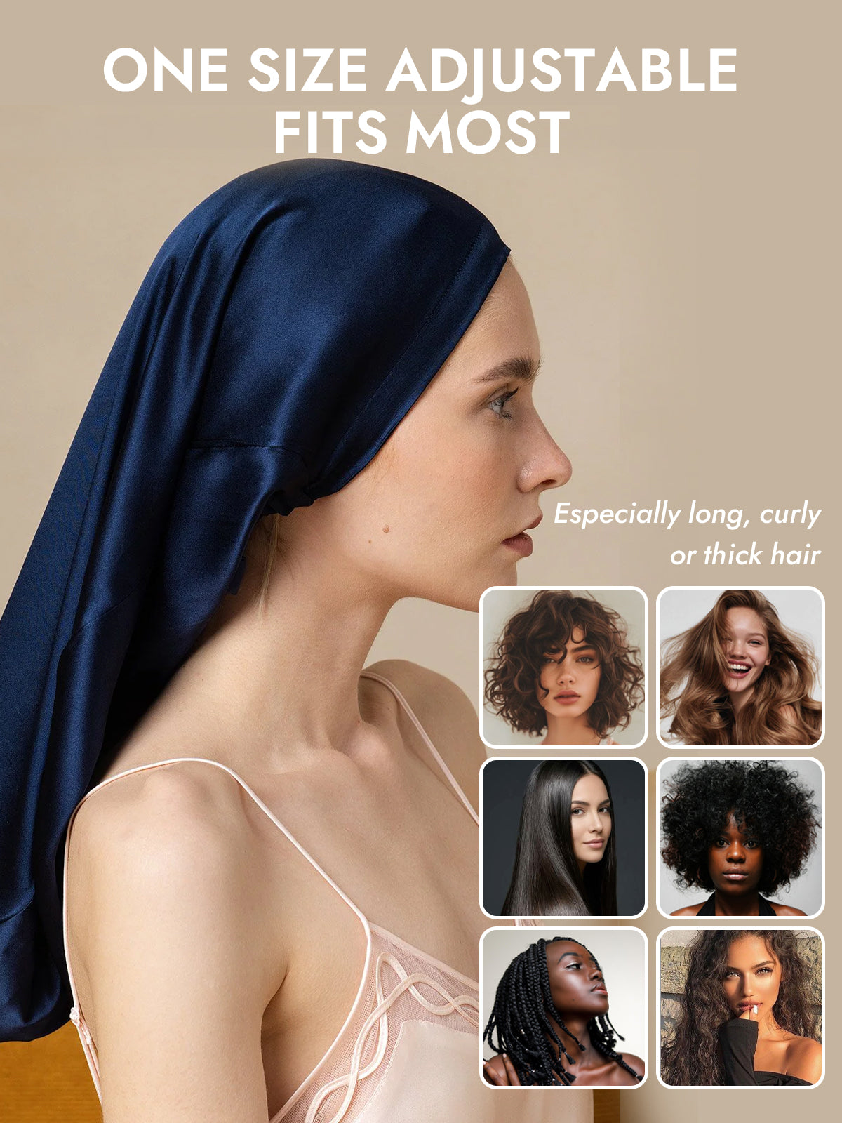 [Dark Blue] SilkSilky-CA Pure Silk Sleep Cap 006