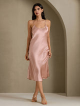 [Tuscany] SilkSilky-CA Spaghetti Strap V Neck Dress 006