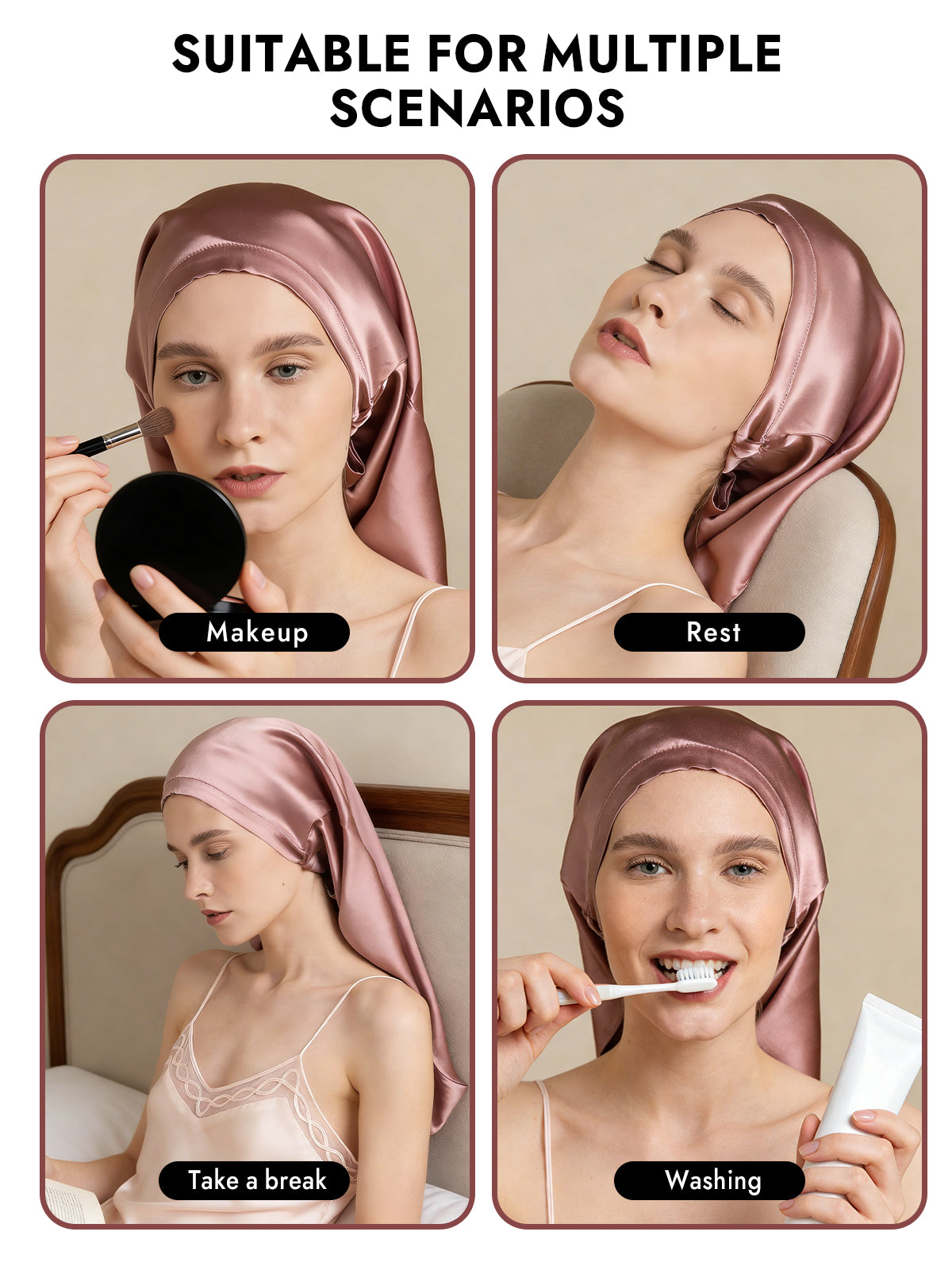 [Pale Mauve] SilkSilky-CA Pure Silk Sleep Cap 007