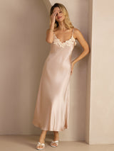 [Pink] SilkSilky-CA Spaghetti Strap V Neck Dress 006