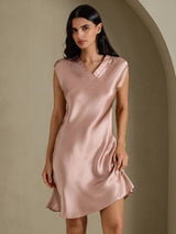 [Tuscany] SilkSilky-CA Cap Sleeve V Neck Dress 001