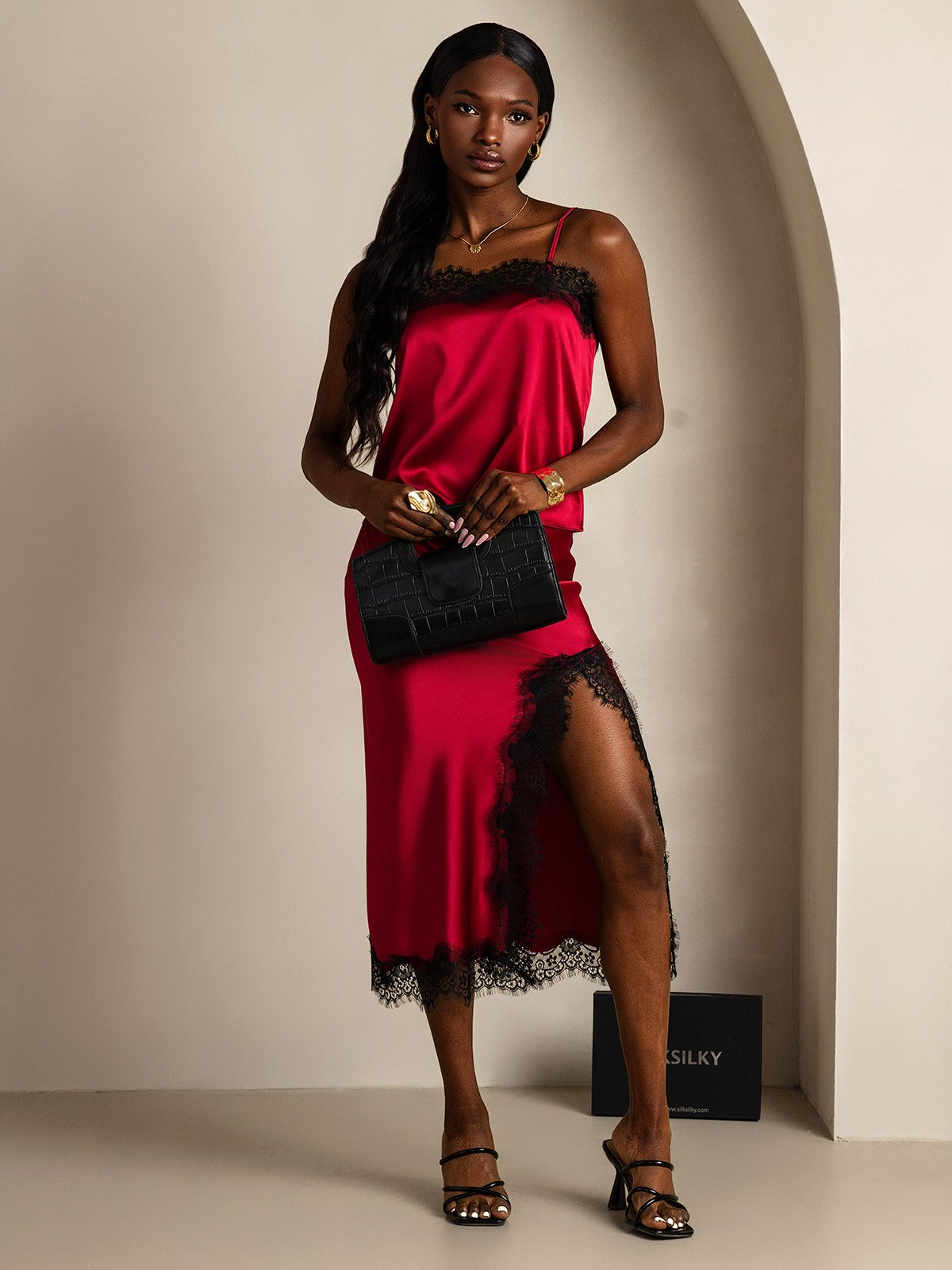 SilkSilky-CA 19Momme Silk Camisole Set Wine 003