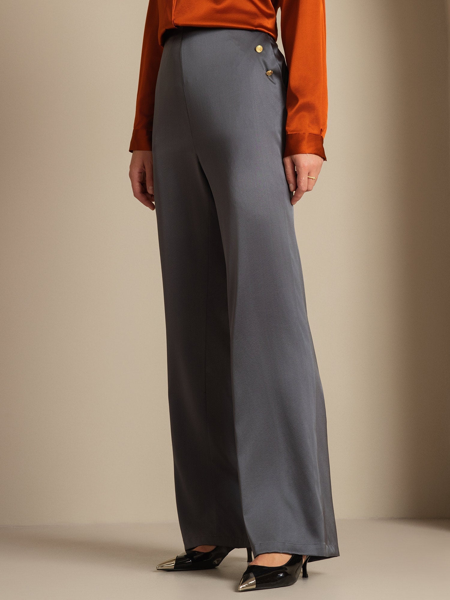 [Dark Gray] SilkSilky-CA 19Momme Silk Womens Pants 005,