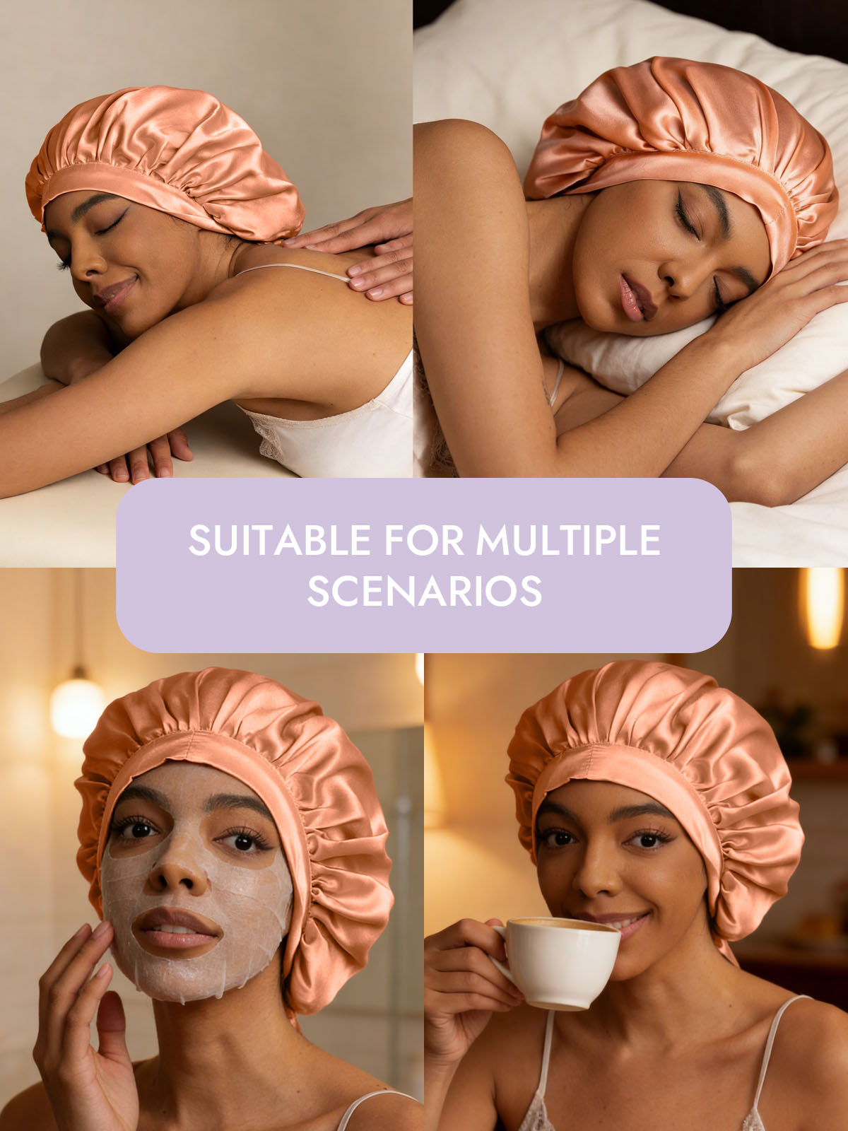 [Coral Pink] SilkSilky-CA Pure Silk Sleep Cap 006