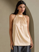 [Champagne] SilkSilky-CA Sleeveless Halter Women's T-Shirt 001