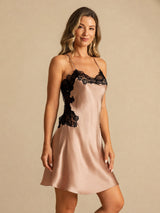 [Tuscany] SilkSilky-CA Spaghetti Strap V Neck Nightgown 005