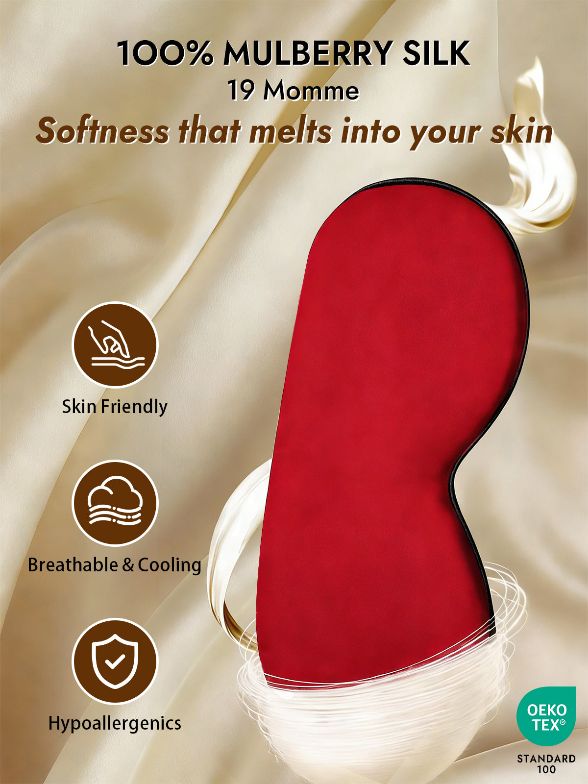 [Red] SilkSilky-CA 19Momme Pure Silk Eye Mask 003