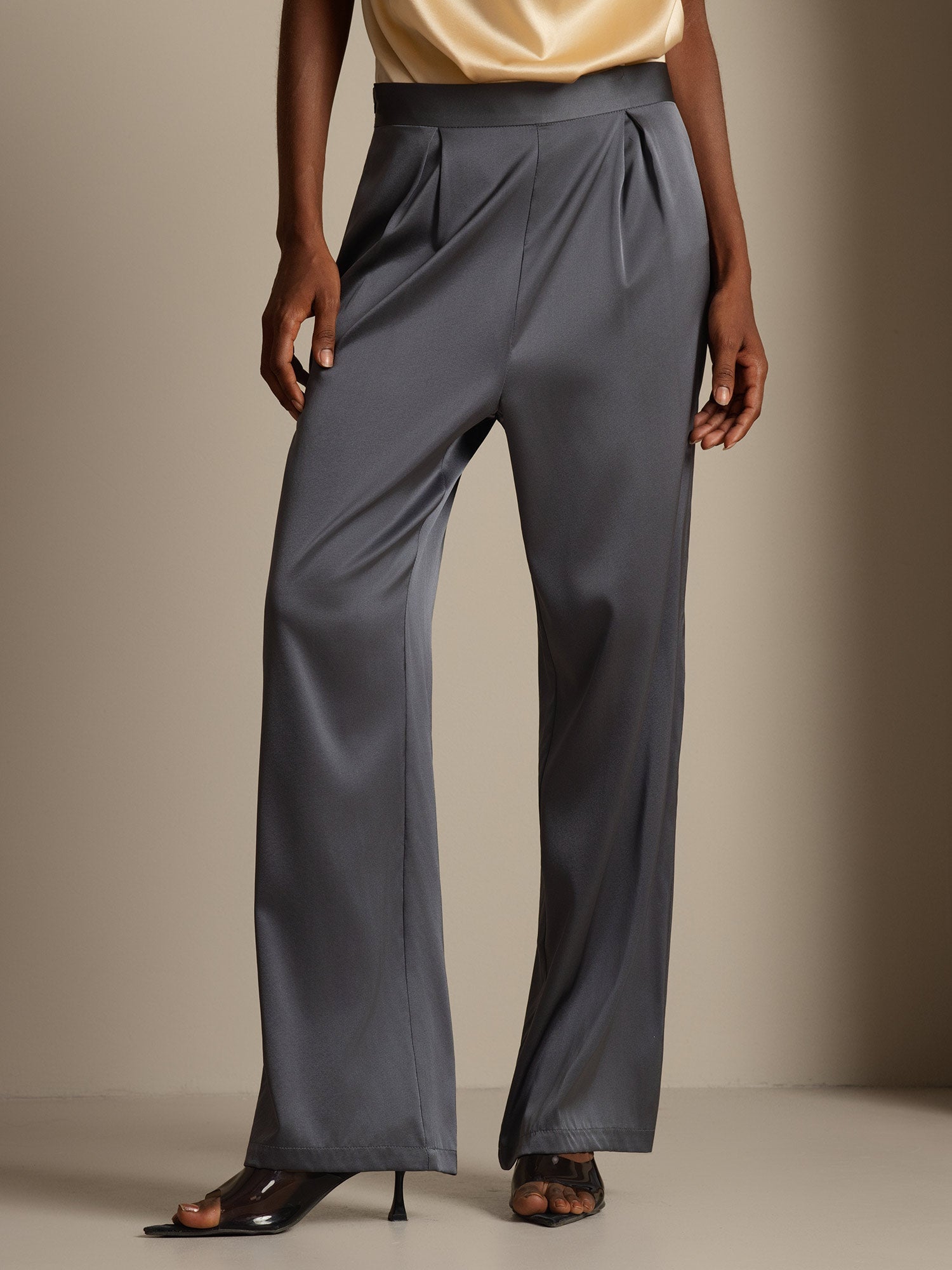 [Dark Gray] SilkSilky-CA 19Momme Silk Womens Pants 003,