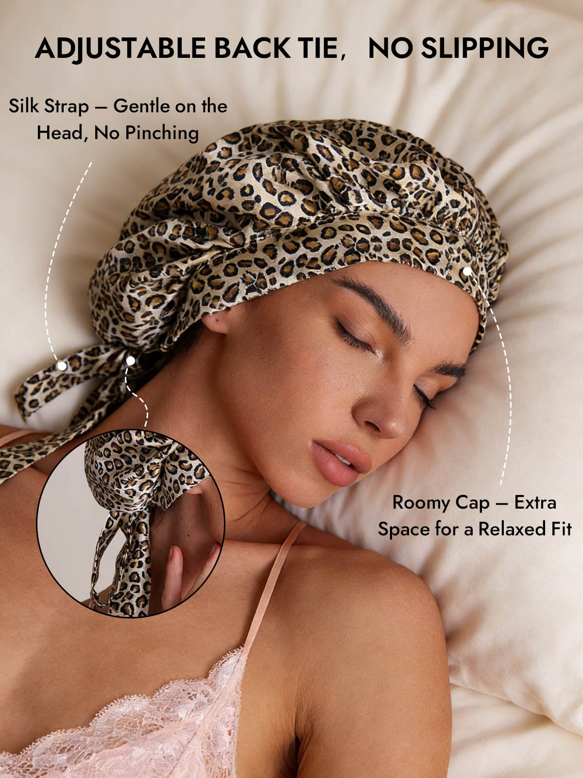 [Leopard] SilkSilky-CA Pure Silk Sleep Cap 004