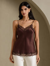 [Brown] SilkSilky-CA Spaghetti Strap V Neck Camisole 001
