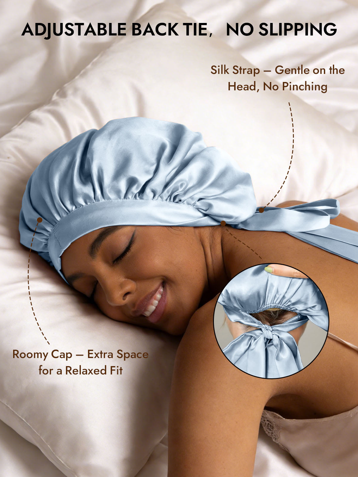 [Light Blue] SilkSilky-CA Pure Silk Sleep Cap 004
