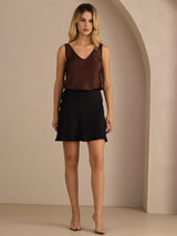 [Coffee] SilkSilky-CA Sleeveless V Neck Camisole 006