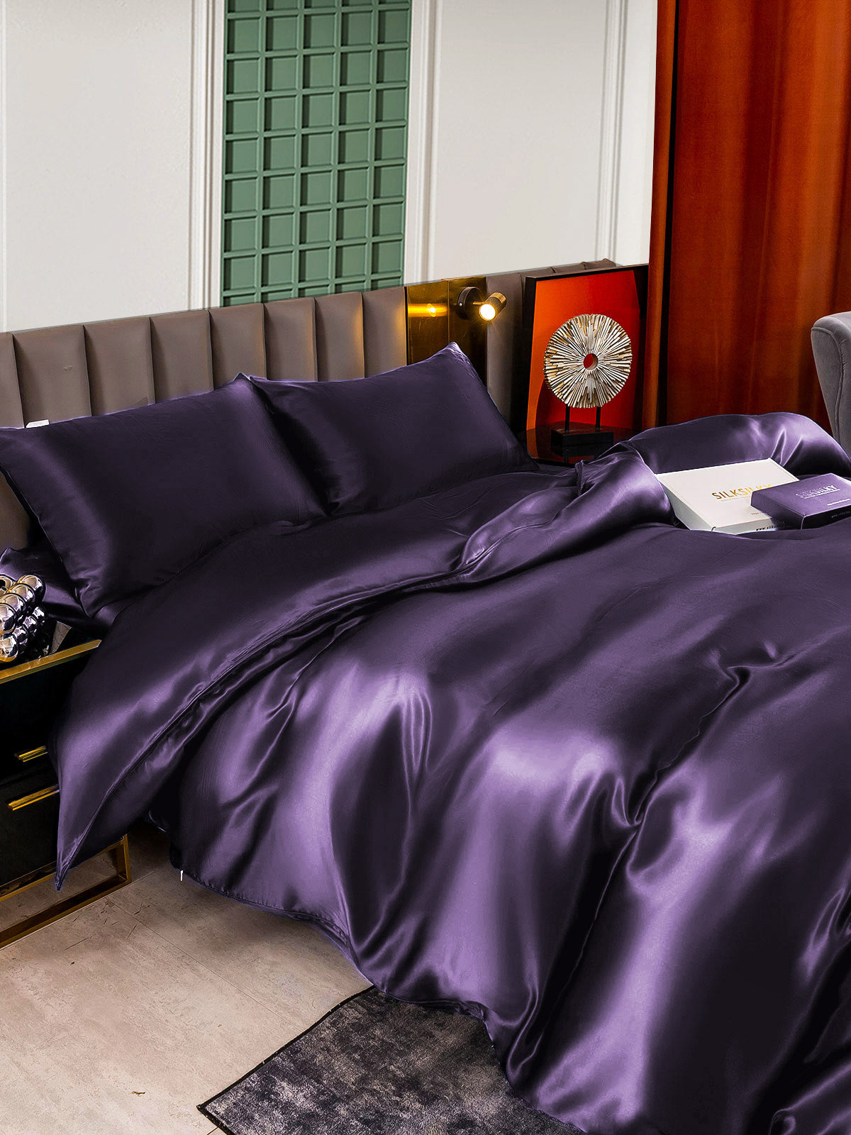 [Deep Purple] SilkSilky-CA 22Momme Pure Silk Bedding Set 006,