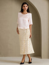 [Pink] SilkSilky-CA Half Sleeve Women's T-Shirt 006