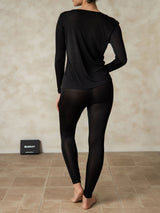 [Black] SilkSilky-CA Long Sleeve Round Neck Women's Long Johns 002