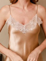 [Champagne] SilkSilky-CA 3/4 Sleeve V Neck Nightgown&Robe Set 007