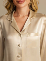 [Champagne] SilkSilky-CA Long Sleeve Lapel Collar Women's Pajamas 008
