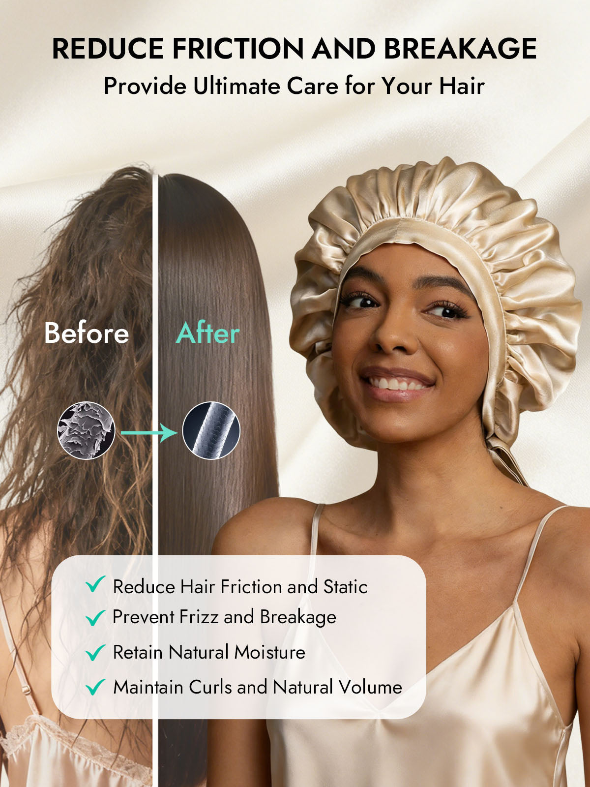 [Beige] SilkSilky-CA Pure Silk Sleep Cap 003