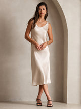 [Beige] SilkSilky-CA Sleeveless Dress 004