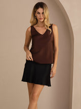 [Coffee] SilkSilky-CA Sleeveless V Neck Camisole 005