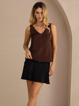 [Coffee] SilkSilky-CA Sleeveless V Neck Camisole 005