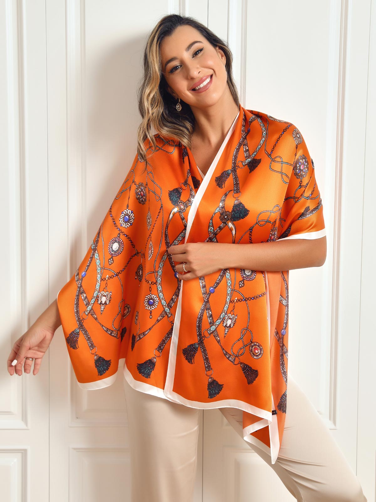 [P018] SilkSilky-CA Pure Silk Scarf 003,