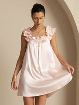 [Pink] SilkSilky-CA Sleeveless Square Neck Nightgown 005